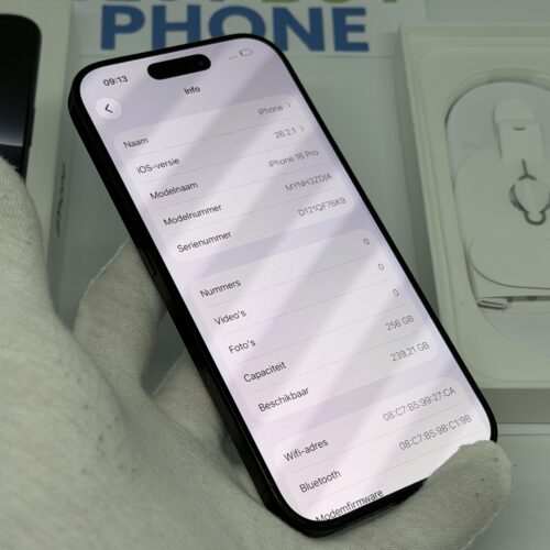 iPhone 16 Pro 256GB zwart /krasvrij /98% batt /garantie