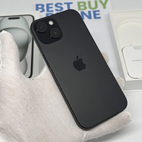 iPhone 15 128GB zwart /krasvrij /86% batt /garantie