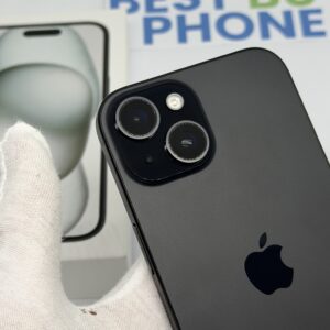 iPhone 15 128GB zwart /krasvrij /86% batt /garantie