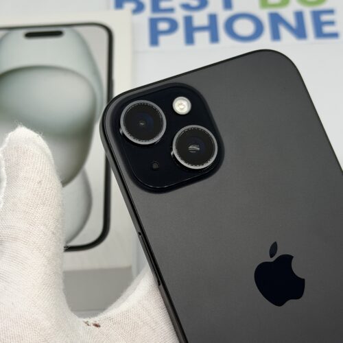 iPhone 15 128GB zwart /krasvrij /86% batt /garantie