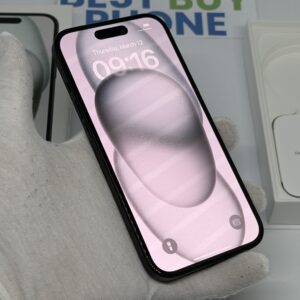 iPhone 15 128GB zwart /krasvrij /86% batt /garantie