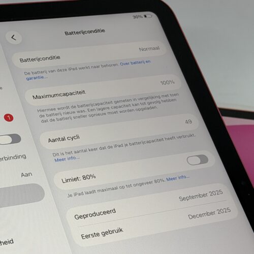 iPad 11e 256GB roze /100% batt /krasvrij /garantie