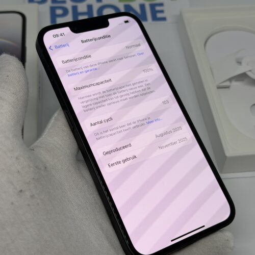 iPhone 16E 128GB zwart /krasvrij /100% batt /garantie