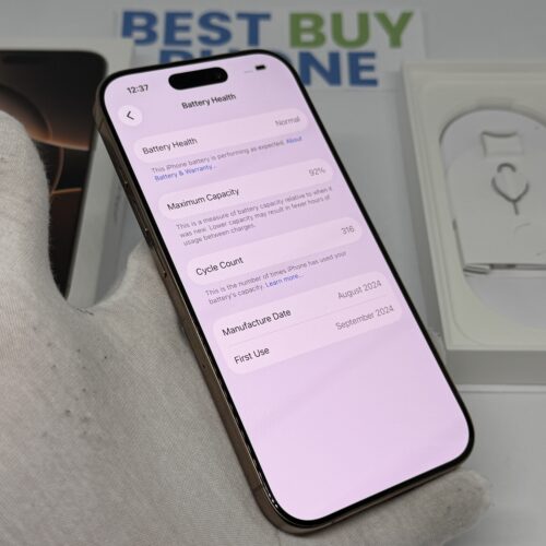 iPhone 16 Pro 128GB goud /zeer net /92% batt /garantie