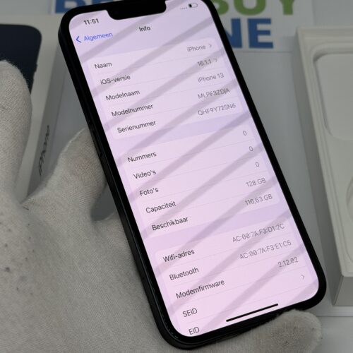 iPhone 13 128GB zwart /97% batt /zeer net /garantie