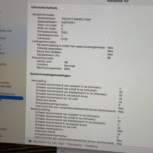 MacBook Air M1 512GB 16GB ram zilver /krasvij /89% batt /garantie