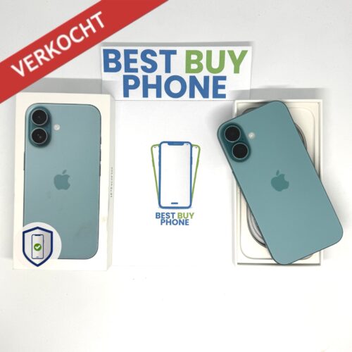 iPhone 16 128GB groen /krasvrij /90% batt /garantie
