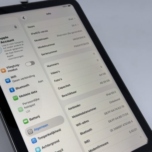iPad mini 6e 64GB 5G grijs /ongebruikt + 12 maanden garantie