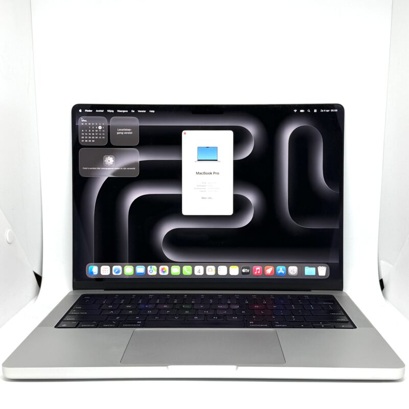 IMG_1600 4 MacBook Pro M3 512GB zilver /krasvrij /94% batt /garantie