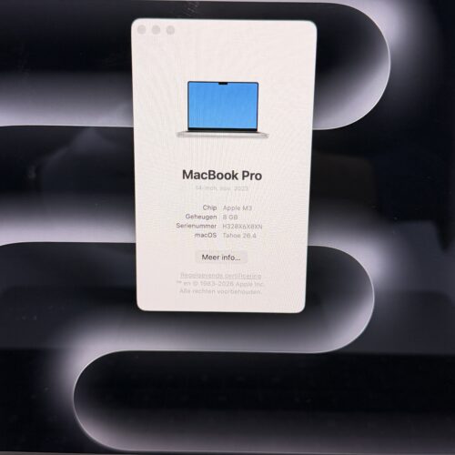 MacBook Pro M3 512GB zilver /krasvrij /94% batt /garantie