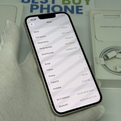 iPhone 13 128GB wit /85% batt /krasvrij glas /garantie