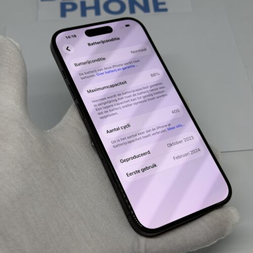 iPhone 15 Pro 128GB zwart /krasvrij /88% batt /garantie