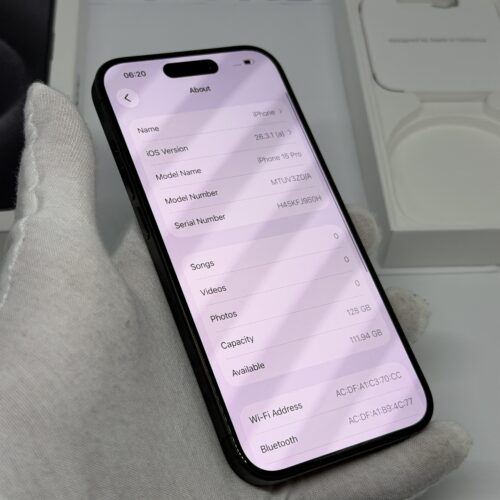 iPhone 15 Pro 128GB zwart /krasvrij /95% batt /garantie