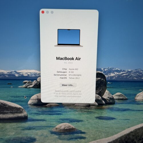 MacBook Air M2 256GB sterrenlicht /krasvrij /99% batt /garantie