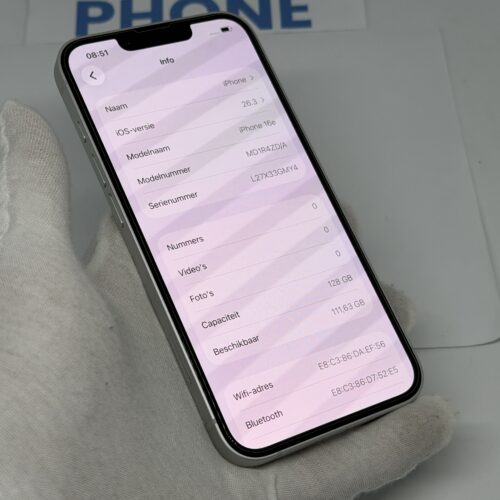 iPhone 16E 128GB wit /ongebruikt + 12 maanden garantie