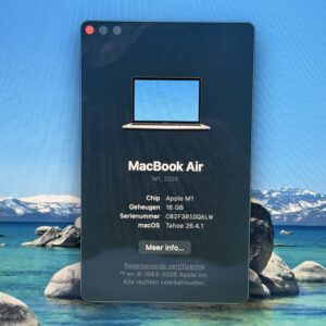 MacBook Air M1 16GB ram 1TB zilver /zeer net /86% batt /garantie
