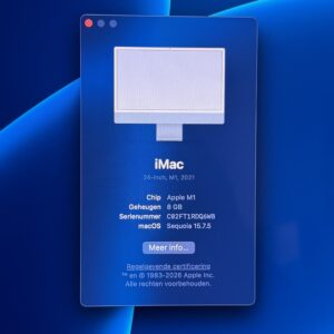 Apple iMac 2021 M1 512GB blauw 8GB RAM/ Touch ID + garantie