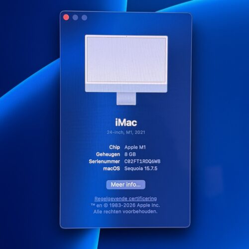 Apple iMac 2021 M1 512GB blauw 8GB RAM/ Touch ID + garantie