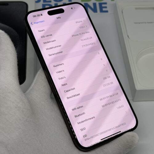 iPhone 15 Pro Max 256GB zwart E-sim /ongebruikt + 12 maanden garantie