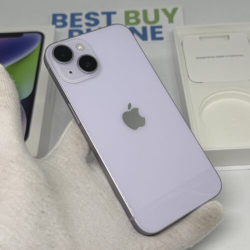 iPhone 14 128GB paars /krasvrij /87% batt /garantie