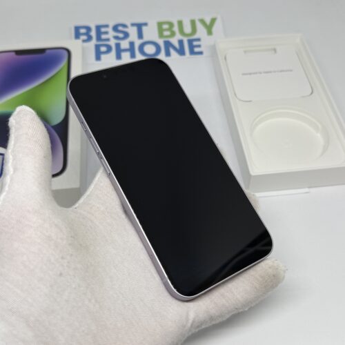 iPhone 14 128GB paars /krasvrij /87% batt /garantie