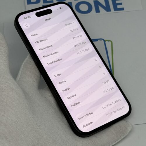 iPhone 16 128GB zwart /krasvrij /95% batt /garantie