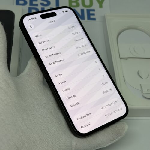 iPhone 16 128GB zwart /89% batt /krasvrij /garantie