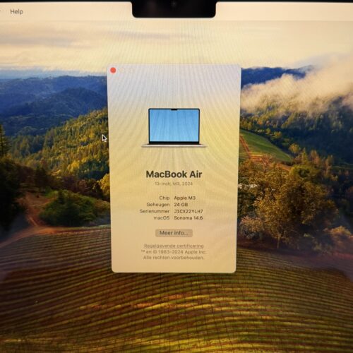MacBook Air M3 24GB RAM 512GB grijs /ongebruikt + 12 maanden garantie