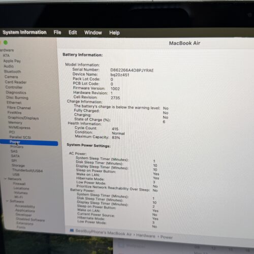 MacBook Air M1 256GB grijs /zeer net /83% batt /garantie