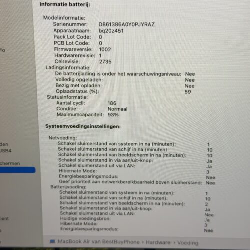 MacBook Air M1 256GB roze /zeer net /93% batt /garantie