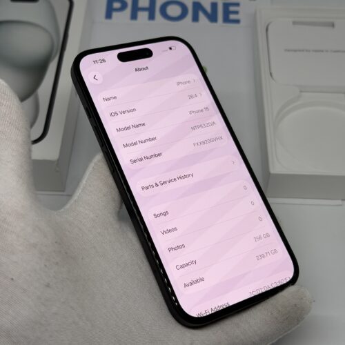 iPhone 15 256GB zwart /krasvrij scherm /100% batt /garantie