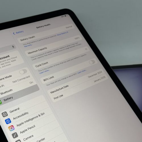 iPad Air 6e 11 inch M2 128GB grijs /krasvrij /100% batt /garantie