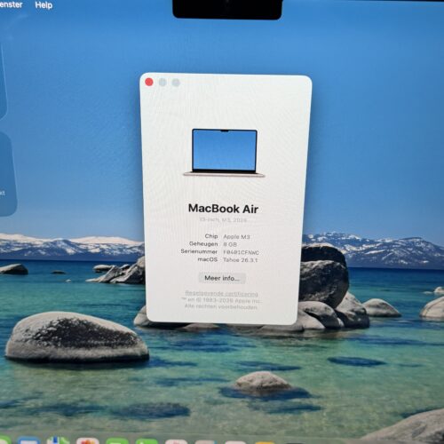 MacBook Air M3 256GB sterrenlicht /krasvrij /99% batt /garantie