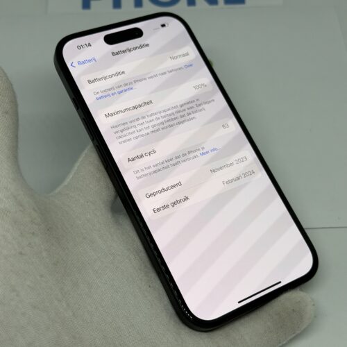 iPhone 15 128GB zwart /krasvrij /100% batt /garantie
