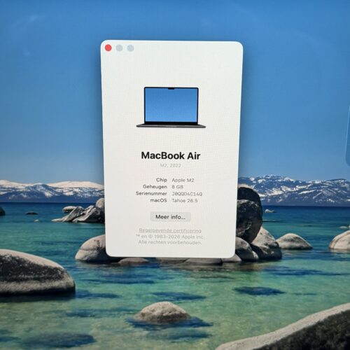 MacBook Air m2 256GB blauw /krasvrij /100% batt /garantie