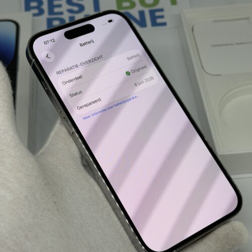 IMG_6002 3 iPhone 14 Pro 128GB zilver /100% batt /krasvrij glas /garantie