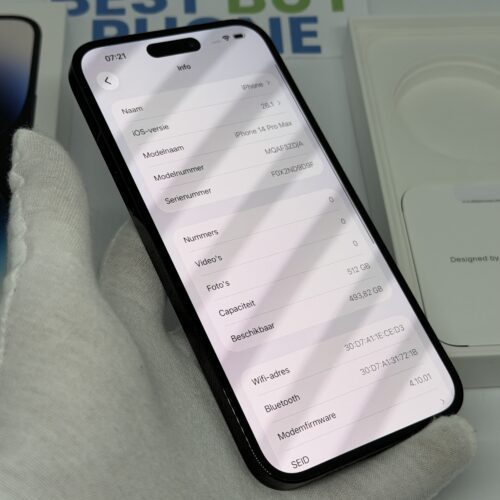 iPhone 14 Pro Max 512GB zwart /krasvrij /94% batt /garantie