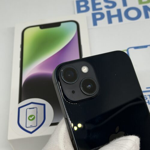 iPhone 14 128GB zwart /krasvrij glas /93% batt /garantie