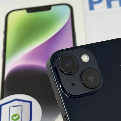 iPhone 14 128GB zwart /krasvrij glas /93% batt /garantie
