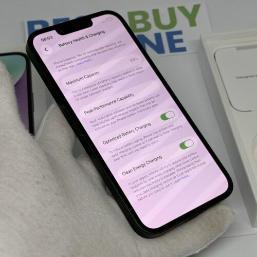 iPhone 14 128GB zwart /krasvrij glas /93% batt /garantie