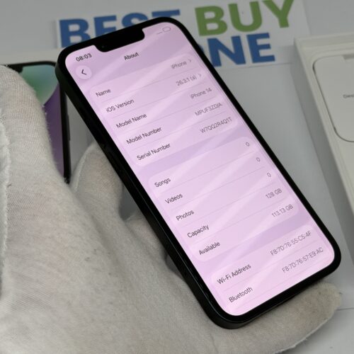iPhone 14 128GB zwart /krasvrij glas /93% batt /garantie