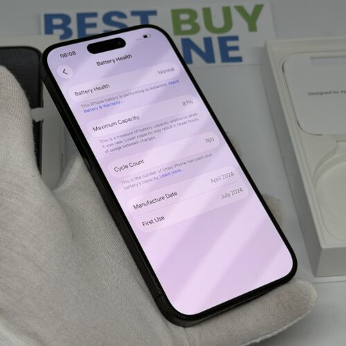 iPhone 15 pro 128GB zwart /zeer net /87% batt /garantie