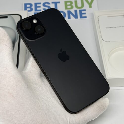 iPhone 15 128GB zwart /100% batt /krasvrij /garantie