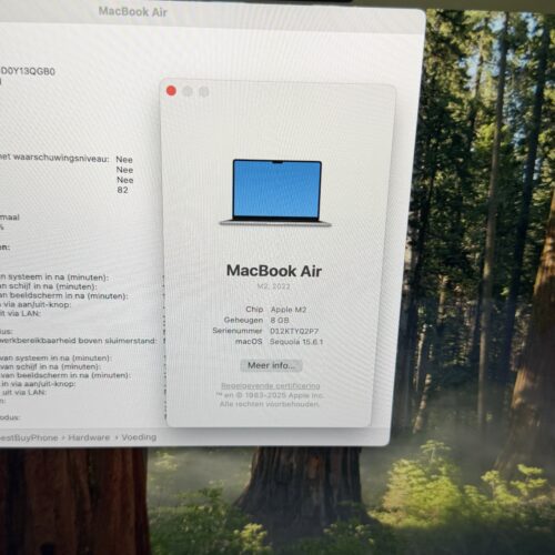 MacBook Air M2 256GB grijs /zeer net /97% batt /garantie