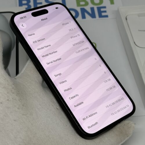 iPhone 15 128GB zwart /krasvrij scherm /92% batt /garantie