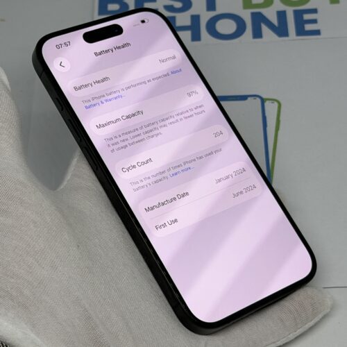 iPhone 15 Pro 128GB zwart /krasvrij /98% batt /garantie