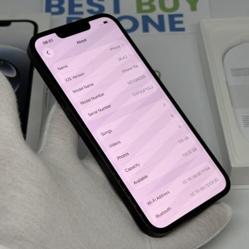 iPhone 16E 128GB zwart /zeer net /100% batt /garantie