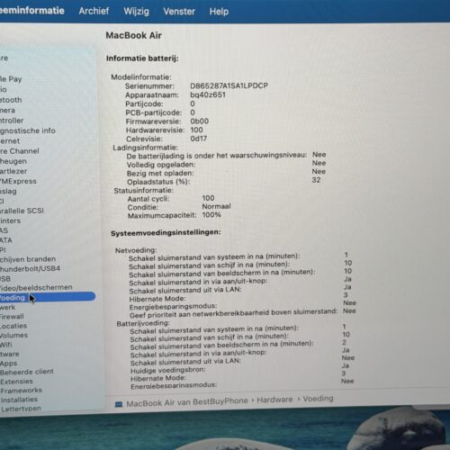 MacBook Air M4 15 inch 256GB blauw /zeer net /100% batt /garantie