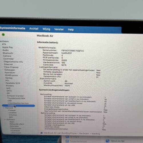 MacBook Air M3 256GB grijs /krasvrij /100% batt /garantie