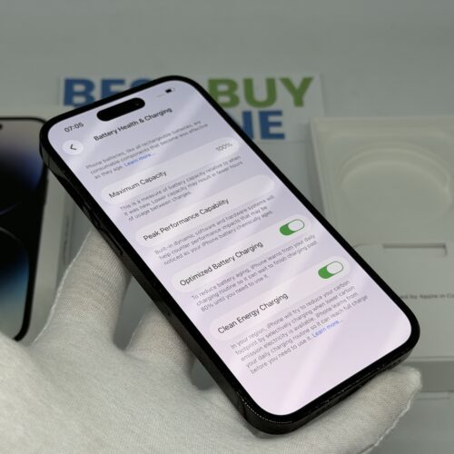 iPhone 14 Pro 128GB zwart /krasvrij glas /100% batt /garantie